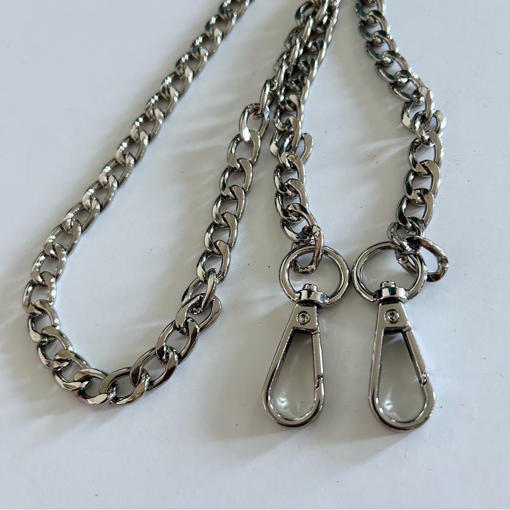 Silver Toned Replacement Flat Metal Chain Link Long Purse Strap (NWOT)
